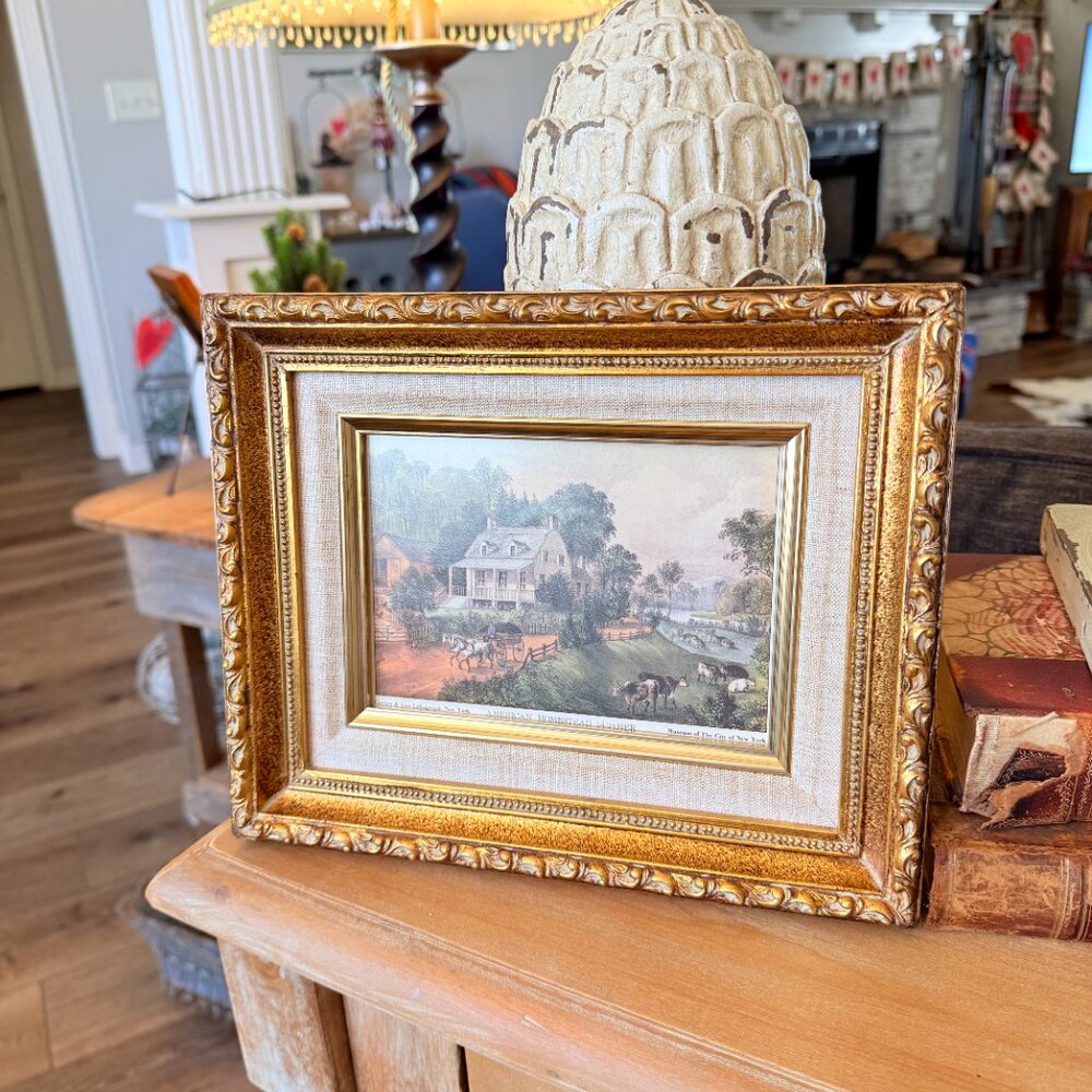 SOLD 1960's Currier & Ives "American Homestead Summer" Framed Lithograph - Picture 10 of 11